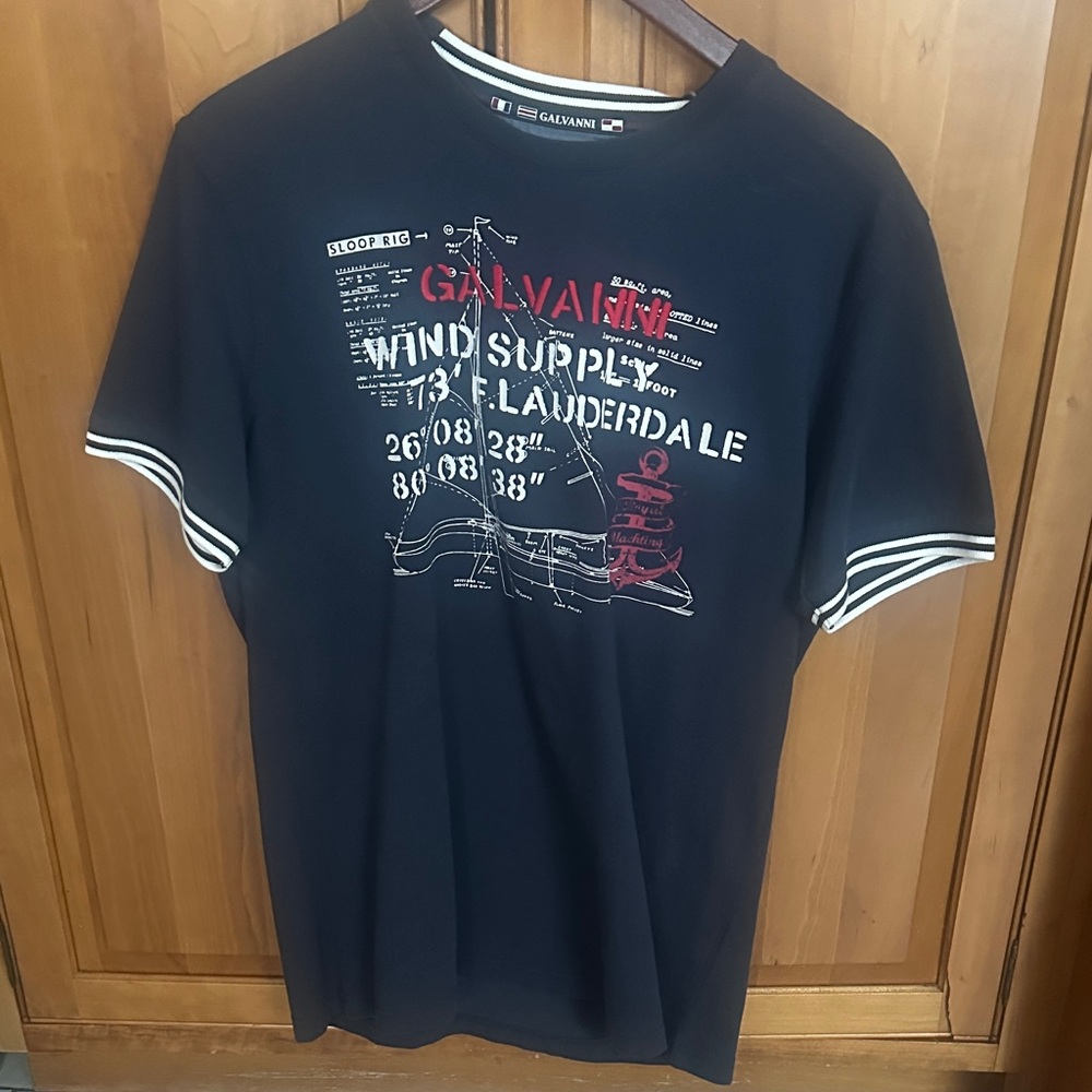 GALVANNI navy and white Graphic Short Sleeve Tee